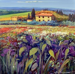 Campo dell'Agriturismo by Bruno Tinucci - Original Painting on Stretched Canvas sized 20x20 inches. Available from Whitewall Galleries